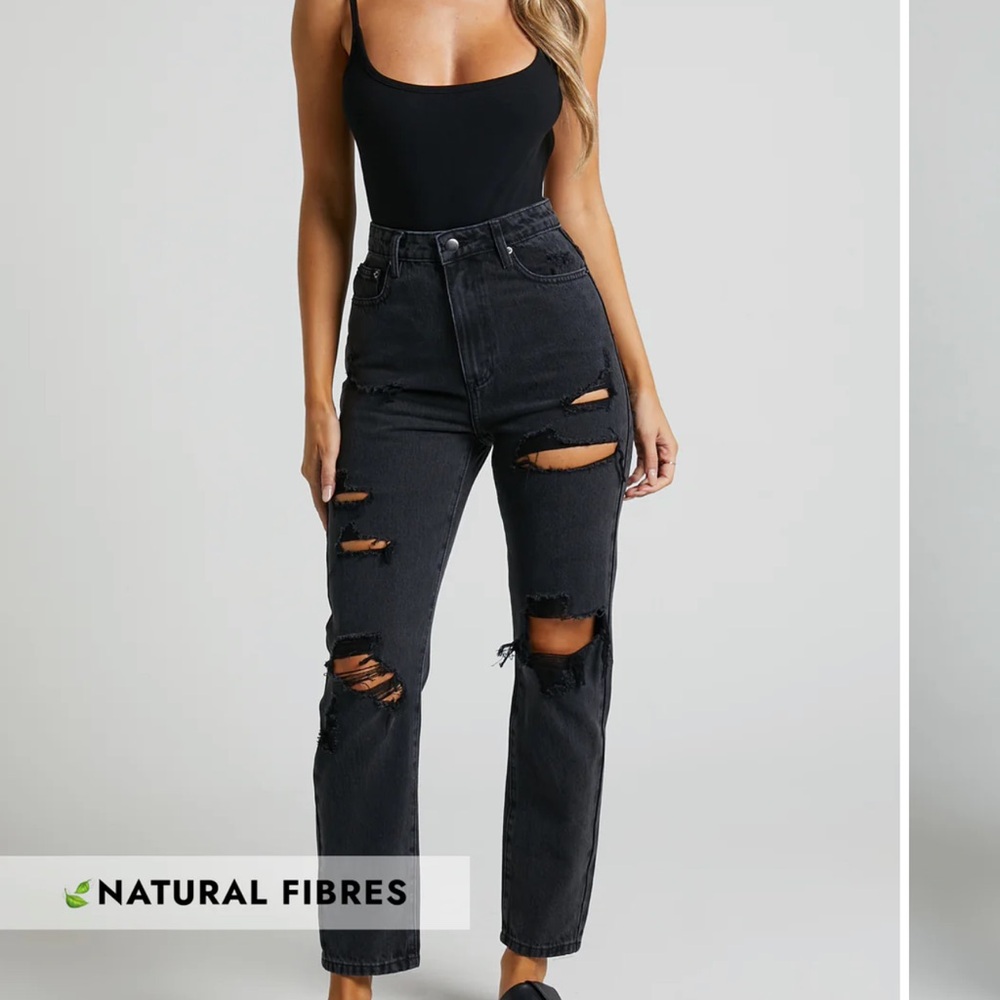 Showpo Black High Rise Ripped Jeans
